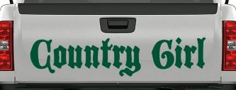 Country Girl Car or Truck Window Decal Sticker (Dark Green)