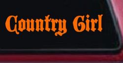 Country Girl Car or Truck Window Decal Sticker (Orange)