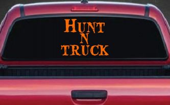 Hunt N Truck Hunting Car or Truck Window Vinyl Decal Sticker (Orange)