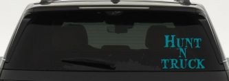 Hunt N Truck Hunting Car or Truck Window Decal Sticker (Turquoise Blue)