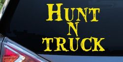 Hunt N Truck Hunting Car or Truck Window Vinyl Decal Sticker (Yellow)