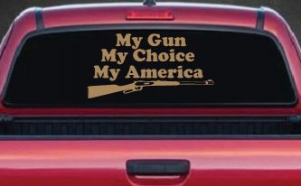 My Gun My Choice My America Hunting Car or Truck Window Vinyl Decal Sticker (Light Brown)