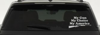 My Gun My Choice My America Hunting Car or Truck Window Decal Sticker (Light Gray)