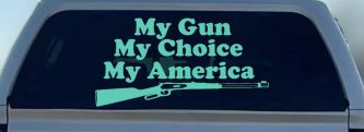 My Gun My Choice My America Hunting Car or Truck Window Decal Sticker (Mint)