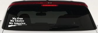 My Gun My Choice My America Hunting Car or Truck Window Decal Sticker (White)