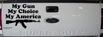 My Gun My Choice My America AK 47 Car or Truck Window Decal Sticker (Black)