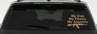 My Gun My Choice My America AK 47 Car or Truck Window Vinyl Decal Sticker (Light Brown)