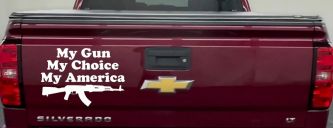 My Gun My Choice My America AK 47 Car or Truck Window Decal Sticker (White)