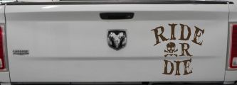 Ride Or Die Biker Car or Truck Window Decal Sticker (Brown)