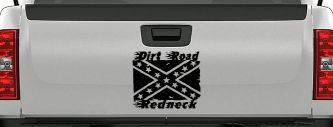 Dirt Road Redneck Rebel Flag Country Car or Truck Window Decal Sticker (Black)