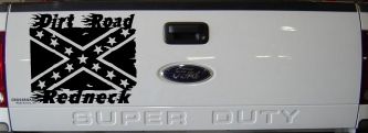 Dirt Road Redneck Rebel Flag Country Car or Truck Window Decal Sticker (Black)