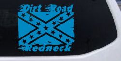 Dirt Road Redneck Rebel Flag Country Car or Truck Window Decal Sticker (Blue)