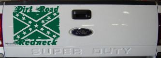Dirt Road Redneck Rebel Flag Country Car or Truck Window Decal Sticker (Dark Green)