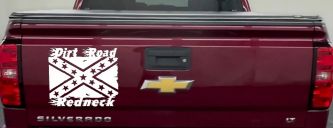 Dirt Road Redneck Rebel Flag Country Car or Truck Window Decal Sticker (White)