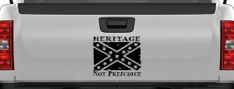 Heritage Not Prejudice Confederate Flag Country Car or Truck Window Vinyl Decal Sticker (Black)