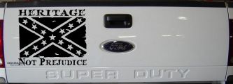 Heritage Not Prejudice Confederate Flag Country Car or Truck Window Decal Sticker (Black)