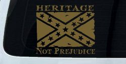 Heritage Not Prejudice Confederate Flag Country Car or Truck Window Vinyl Decal Sticker (Gold)