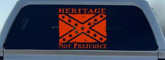 Heritage Not Prejudice Confederate Flag Country Car or Truck Window Vinyl Decal Sticker (Orange Red)