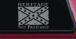 Heritage Not Prejudice Confederate Flag Country Car or Truck Window Vinyl Decal Sticker (Telegrey)