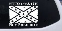 Heritage Not Prejudice Confederate Flag Country Car or Truck Window Decal Sticker