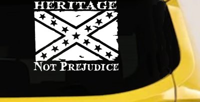 Heritage Not Prejudice Confederate Flag Country Car or Truck Window Vinyl Decal Sticker