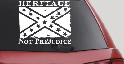 Heritage Not Prejudice Confederate Flag Country Car or Truck Window Vinyl Decal Sticker