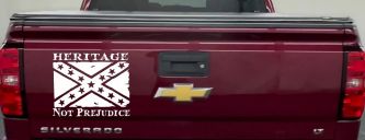 Heritage Not Prejudice Confederate Flag Country Car or Truck Window Decal Sticker (White)