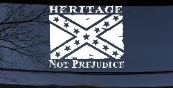 Heritage Not Prejudice Confederate Flag Country Car or Truck Window Decal Sticker