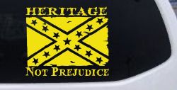 Heritage Not Prejudice Confederate Flag Country Car or Truck Window Decal Sticker (Yellow)