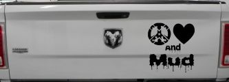 Peace Love And Mud Off Road Car or Truck Window Decal Sticker (Black)