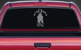 I'm a Star Wars Fan Honk If You R2 Sci Fi Car or Truck Window Vinyl Decal Sticker (Telegrey)