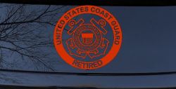 United States Coast Guard Retired Military Car or Truck Window Decal Sticker (Orange Red)