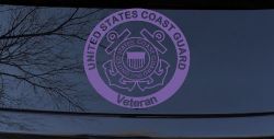 United States Coast Guard Veteran Military Car or Truck Window Vinyl Decal Sticker (Purple)