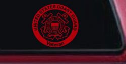 United States Coast Guard Veteran Military Car or Truck Window Vinyl Decal Sticker (Red)