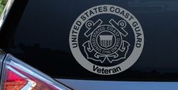 United States Coast Guard Veteran Military Car or Truck Window Decal Sticker (Telegrey)