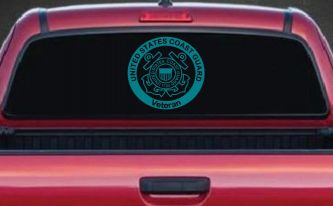 United States Coast Guard Veteran Military Car or Truck Window Decal Sticker (Turquoise Blue)