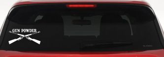 Gun Powder Hunting Car or Truck Window Vinyl Decal Sticker (White)