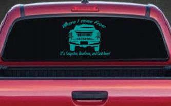 Where I Come from It's Tailgates Bonfires And Cold Beer Country Car or Truck Window Decal Sticker (Turquoise)