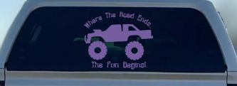 Where The Road Ends The Fun Begins Truck Off Road Car or Truck Window Decal Sticker (Purple)