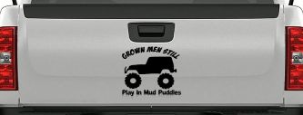 Grown Men Still Play In The Mud Jeep Off Road Car or Truck Window Decal Sticker (Black)