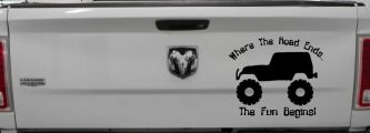 Where The Road Ends The Fun Begins Jeep Off Road Car or Truck Window Decal Sticker (Black)
