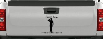 Thank you To All Who Have Served Military Car or Truck Window Decal Sticker (Matte Black)