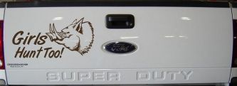 Girls Hunt Too Hog Hunting Car or Truck Window Vinyl Decal Sticker (Brown)
