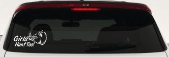 Girls Hunt Too Hog Hunting Car or Truck Window Decal Sticker (White)
