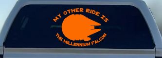My Other Ride Is The Millennium Falcon Funny Car or Truck Window Decal Sticker (Orange)