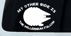 My Other Ride Is The Millennium Falcon Funny Car or Truck Window Decal Sticker