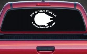 My Other Ride Is The Millennium Falcon Funny Car or Truck Window Decal Sticker