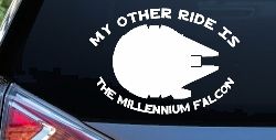 My Other Ride Is The Millennium Falcon Funny Car or Truck Window Decal Sticker