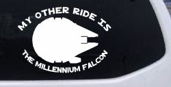 My Other Ride Is The Millennium Falcon Funny Car or Truck Window Decal Sticker