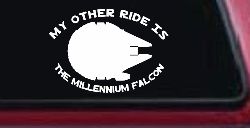 My Other Ride Is The Millennium Falcon Funny Car or Truck Window Decal Sticker